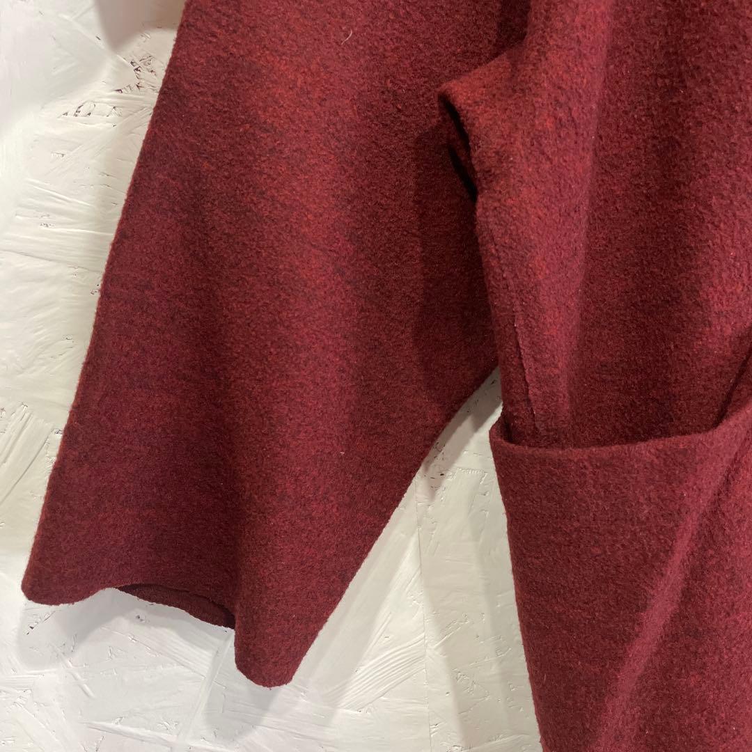 【JURGEN LEHL】チャイナボタンコート　ウールコート　バーガンディ　M