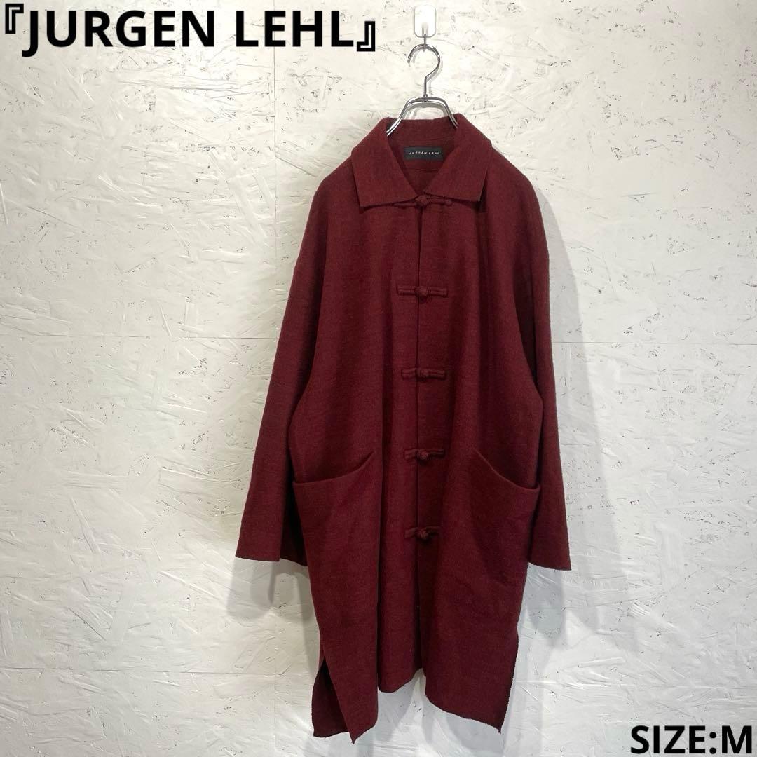 【JURGEN LEHL】チャイナボタンコート　ウールコート　バーガンディ　M