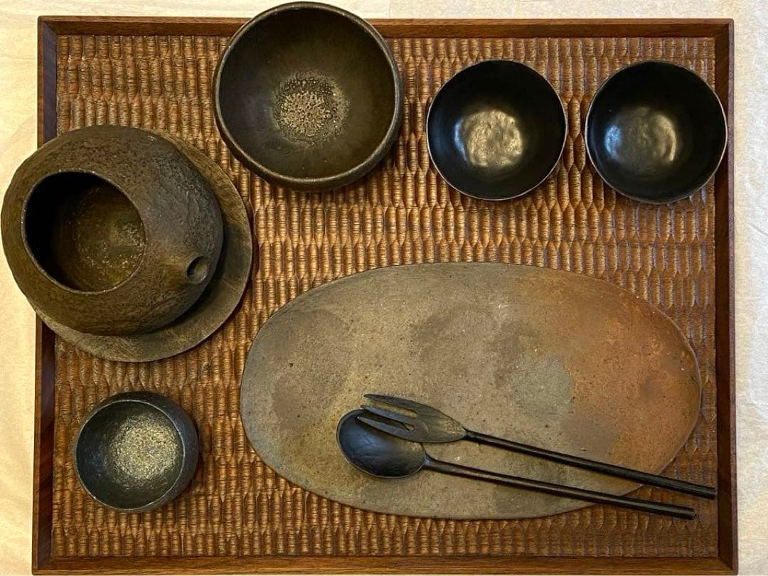 【特価】　高塚和則　一人膳　2客セット　角盆　トレイ　トレー　木工　作家