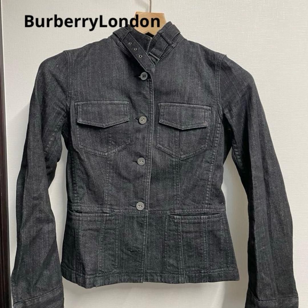 BurberryLondon デニム　ライダースジャケット　黒　38サイズ　M②