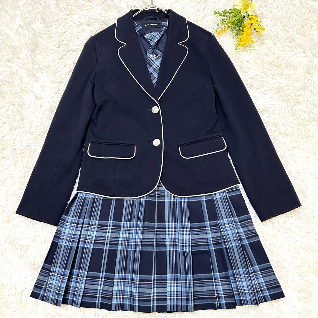 ポンポネット　フォーマルセットアップ　160サイズ　チェックスカート　ネクタイ