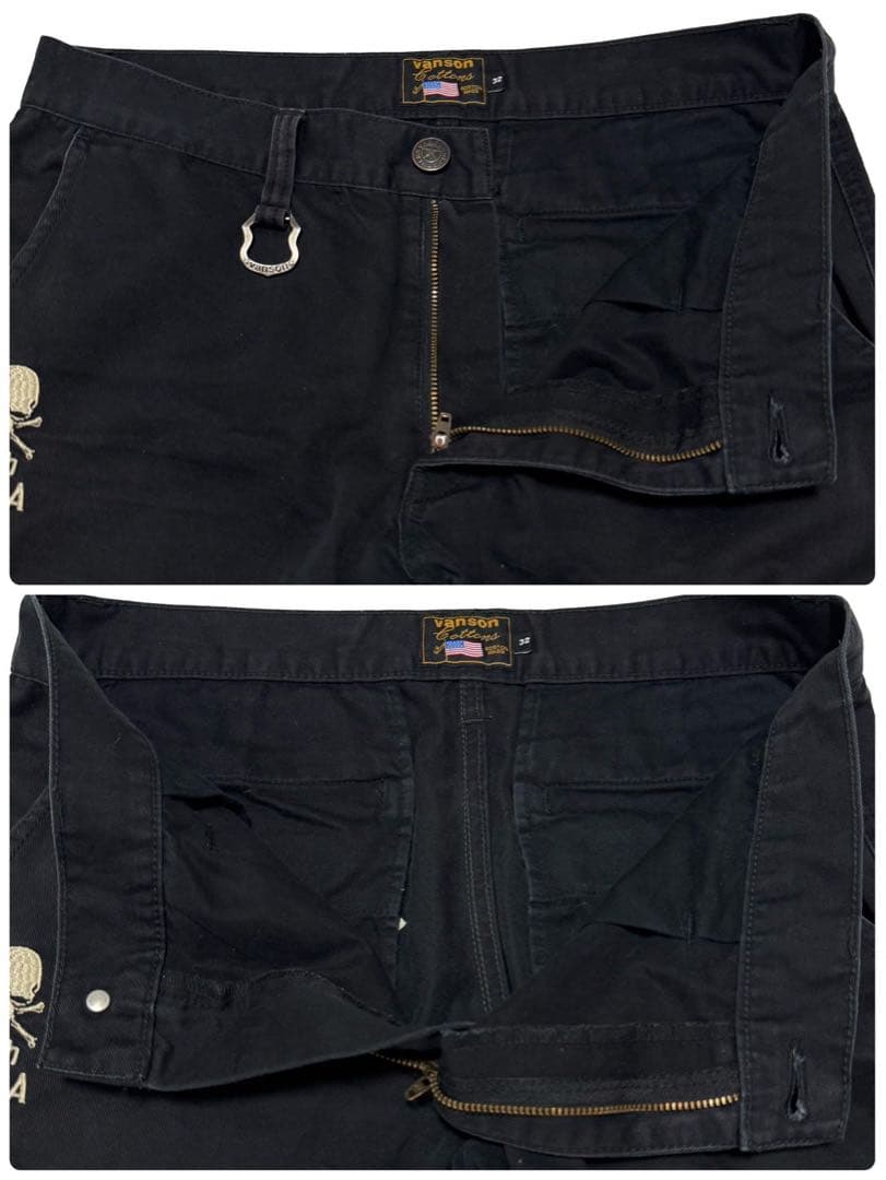 【希少】 VANSON × TFOA 刺繍 チノパン 武装戦線 デスラビット 黒