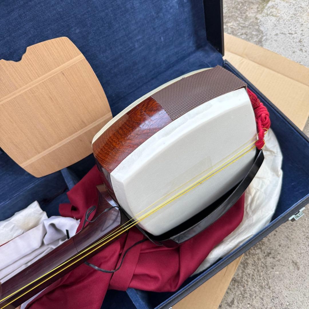 三味線 紅木 K9 金細 破れあり 布袋 高級