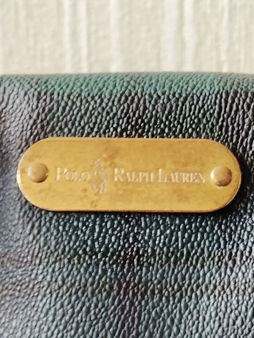 ポロ　ラルフローレン 　チェック柄　レザー　ボストンバッグ　Wファスナー