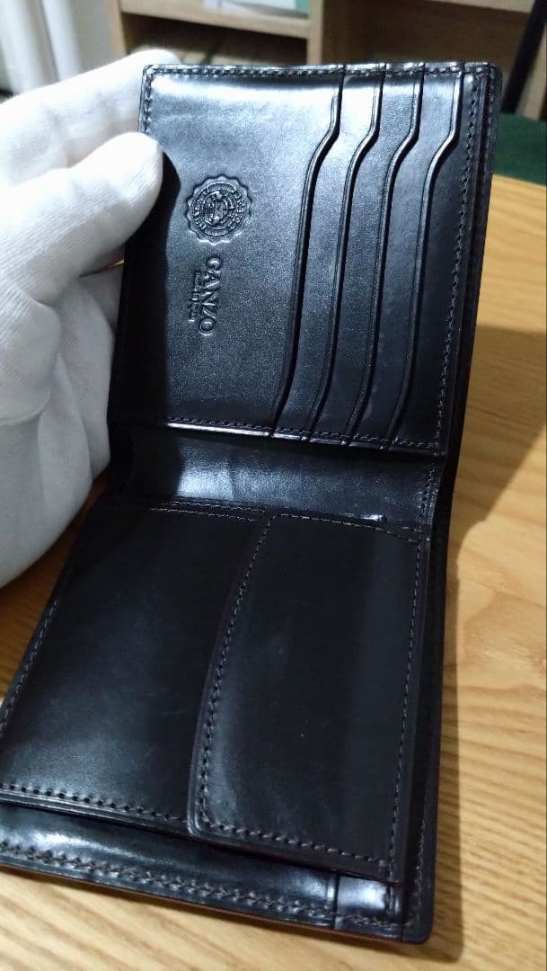 ガンゾ（GANZO）エイボン　芯通し　二つ折り財布（ダークブラウン）