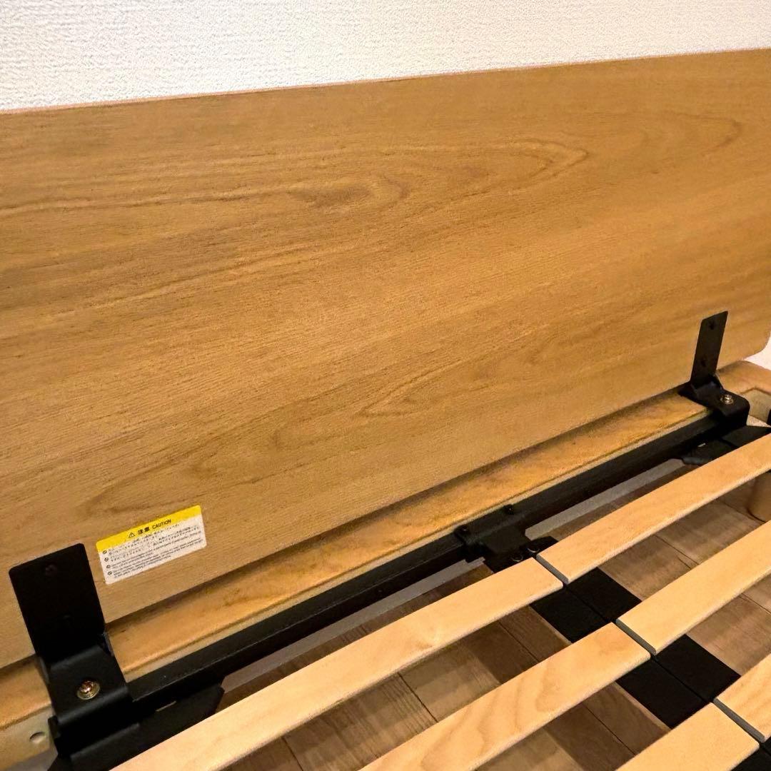 【美品】無印良品 木製ベッドフレーム セミダブル/オーク ヘッドボード付き