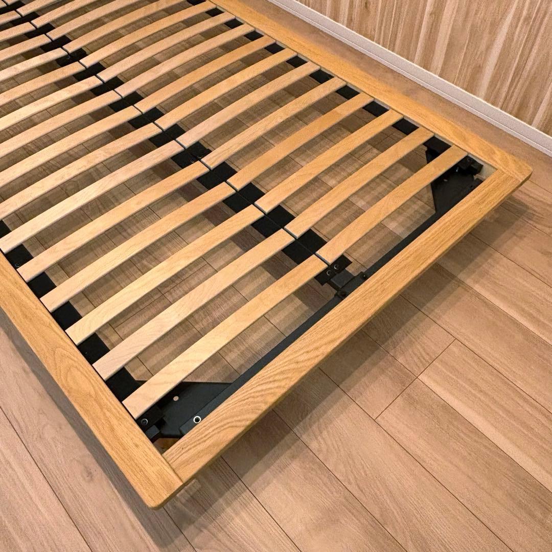 【美品】無印良品 木製ベッドフレーム セミダブル/オーク ヘッドボード付き