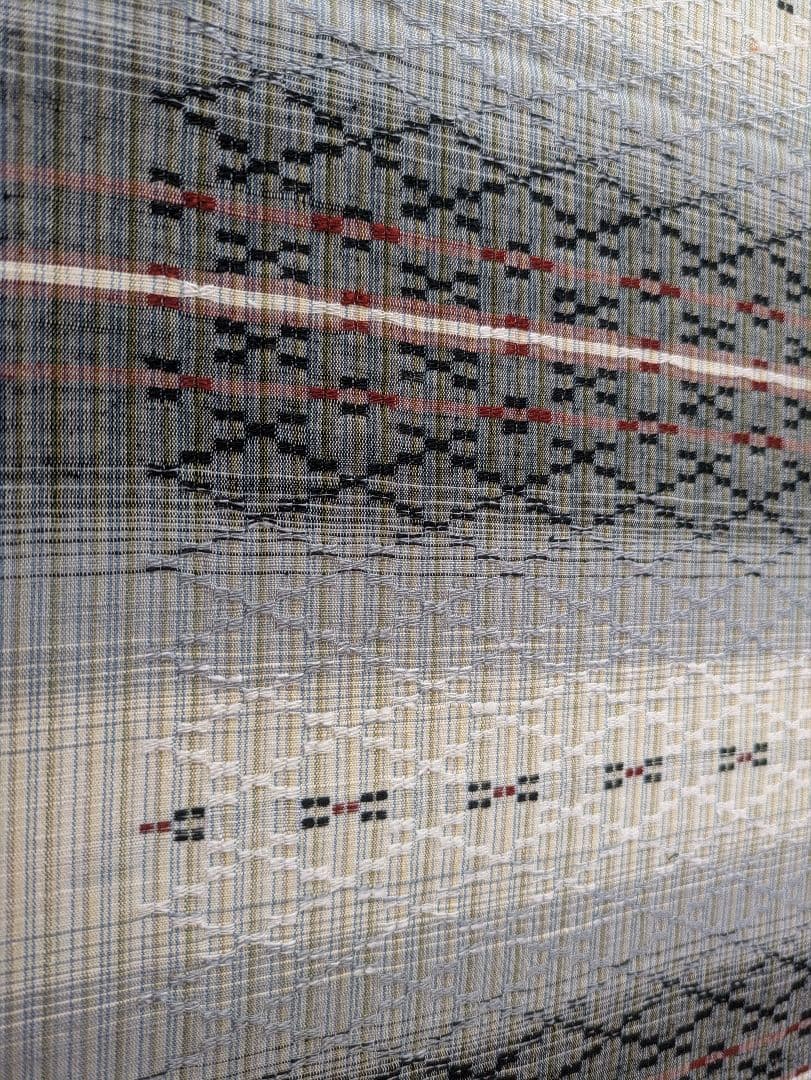 なーみ美品⭐️「南国花織」リバーシブル正絹洒落袋帯　全通柄