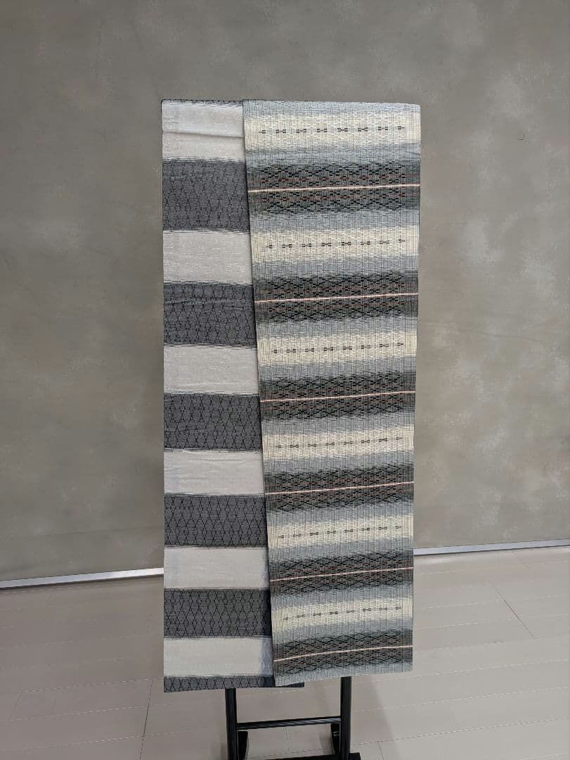 なーみ美品⭐️「南国花織」リバーシブル正絹洒落袋帯　全通柄