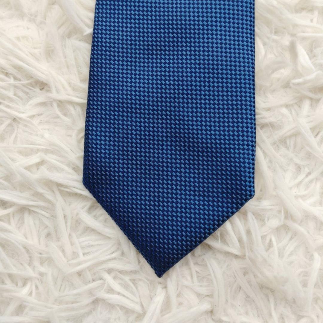 シャルベ 高級シルクネクタイ 総柄 ブルー