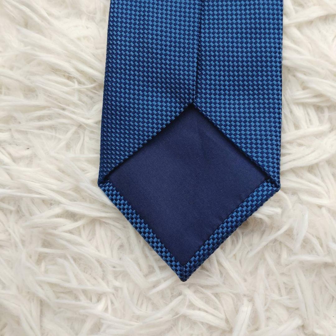 シャルベ 高級シルクネクタイ 総柄 ブルー