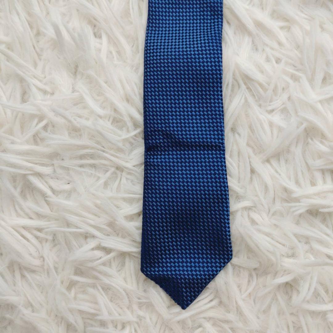 シャルベ 高級シルクネクタイ 総柄 ブルー