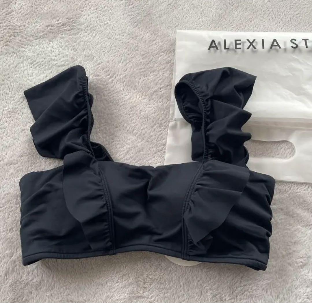 新品タグ付きALEXIA STAM 黒ブラックフリルビキニ M アリシアスタン