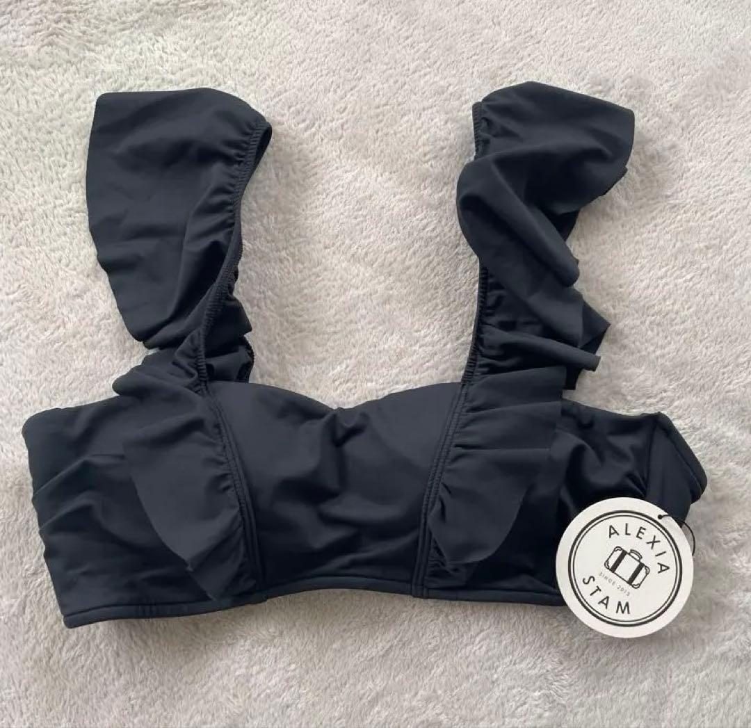 新品タグ付きALEXIA STAM 黒ブラックフリルビキニ M アリシアスタン