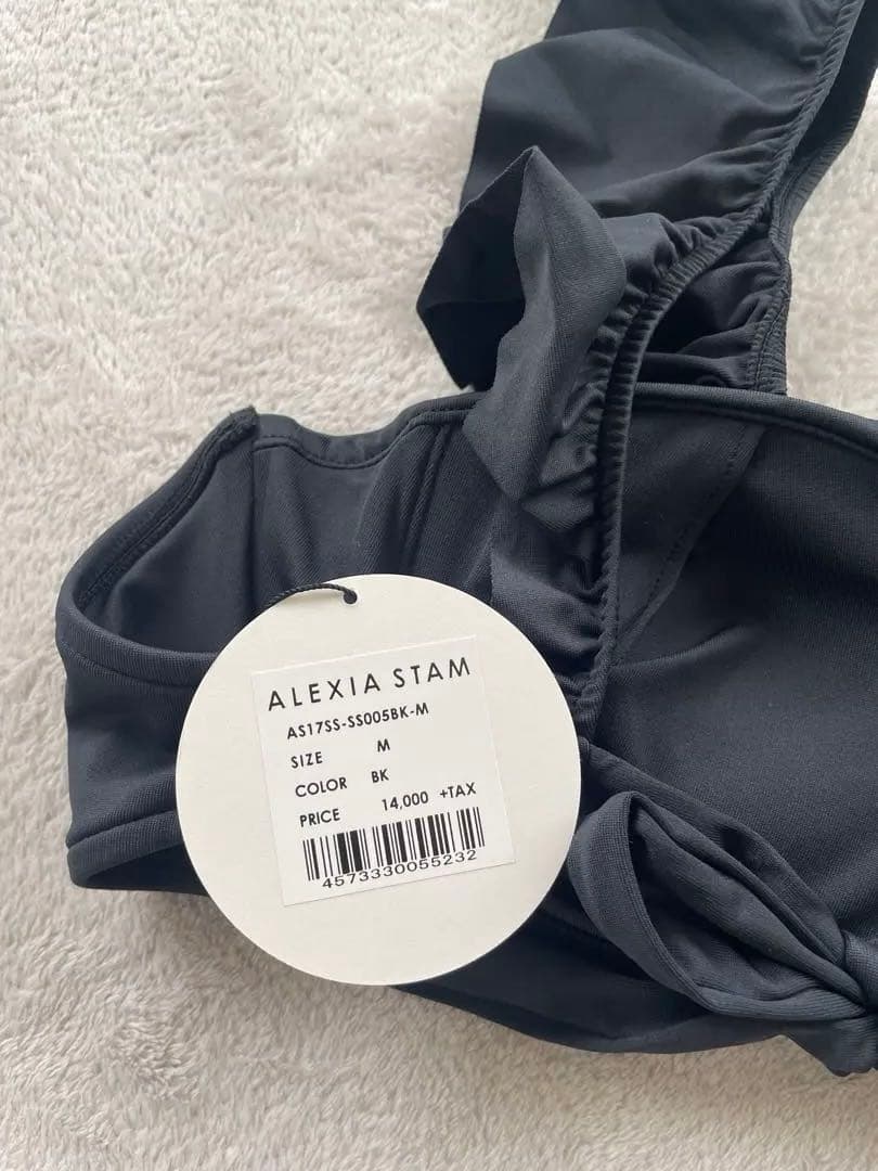 新品タグ付きALEXIA STAM 黒ブラックフリルビキニ M アリシアスタン