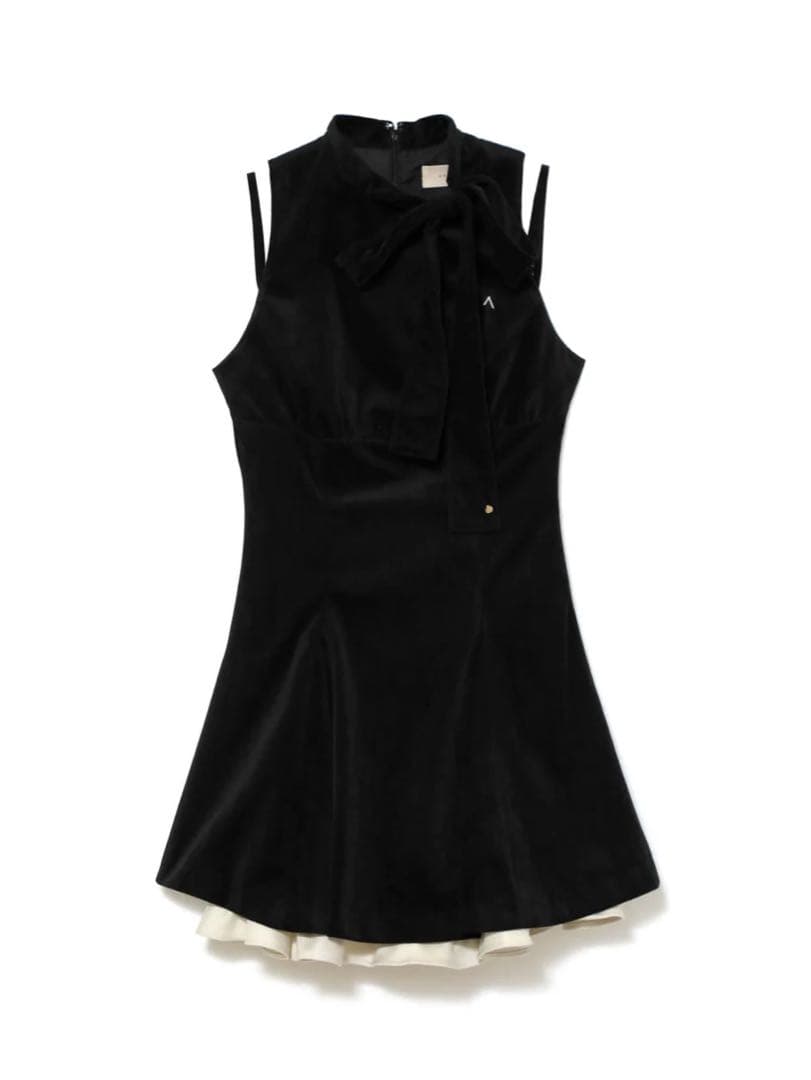 Andmary Daisy velour mini dress ブラック