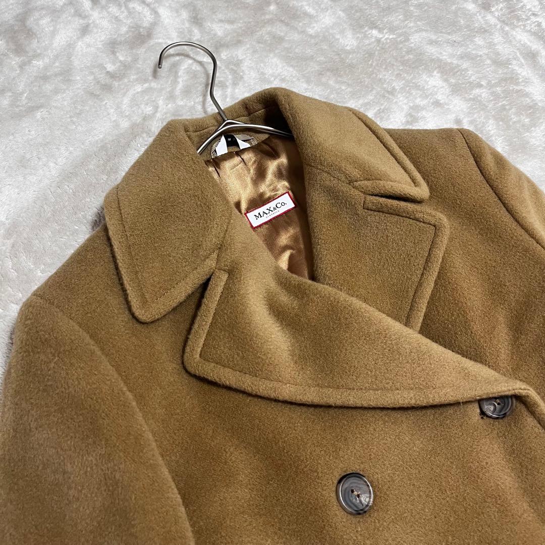 ヒツジツキ　マックスマーラ　ウール　カシミヤ混　ロング　ダブルコート