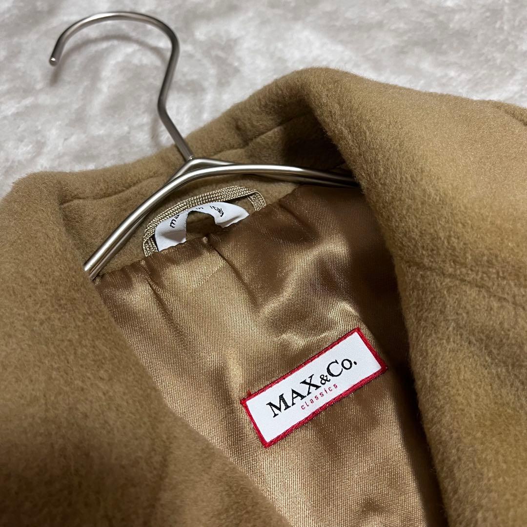 ヒツジツキ　マックスマーラ　ウール　カシミヤ混　ロング　ダブルコート