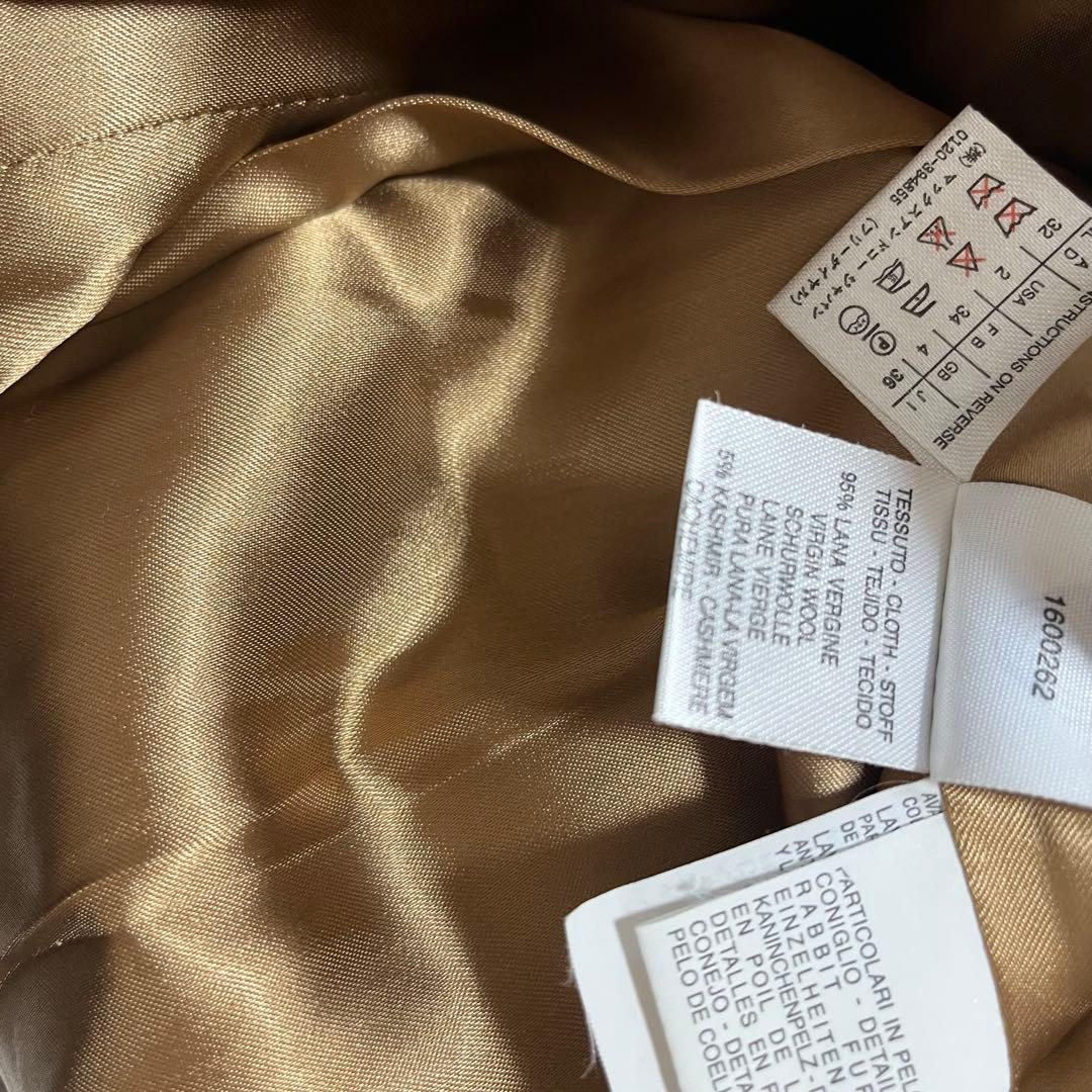 ヒツジツキ　マックスマーラ　ウール　カシミヤ混　ロング　ダブルコート