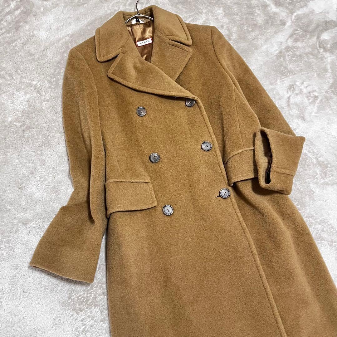 ヒツジツキ　マックスマーラ　ウール　カシミヤ混　ロング　ダブルコート