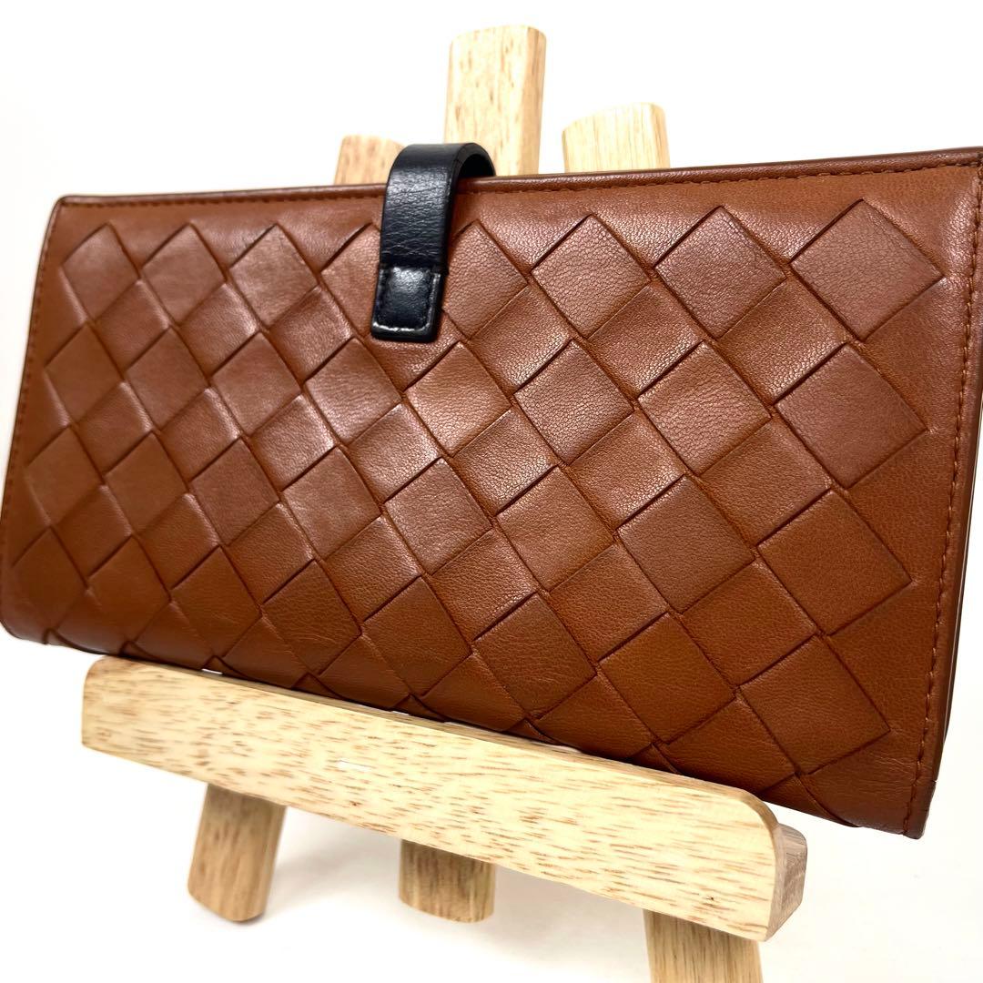 ボッテガヴェネタ　長財布　二つ折り　マキシイントレチャート　本革　レア美品◎
