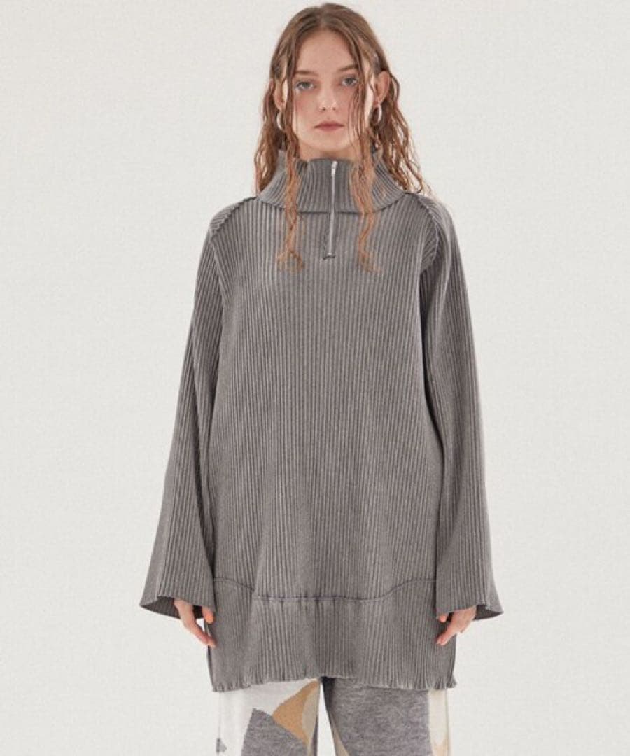 kotohayokozawa プリーツジップアップドレス