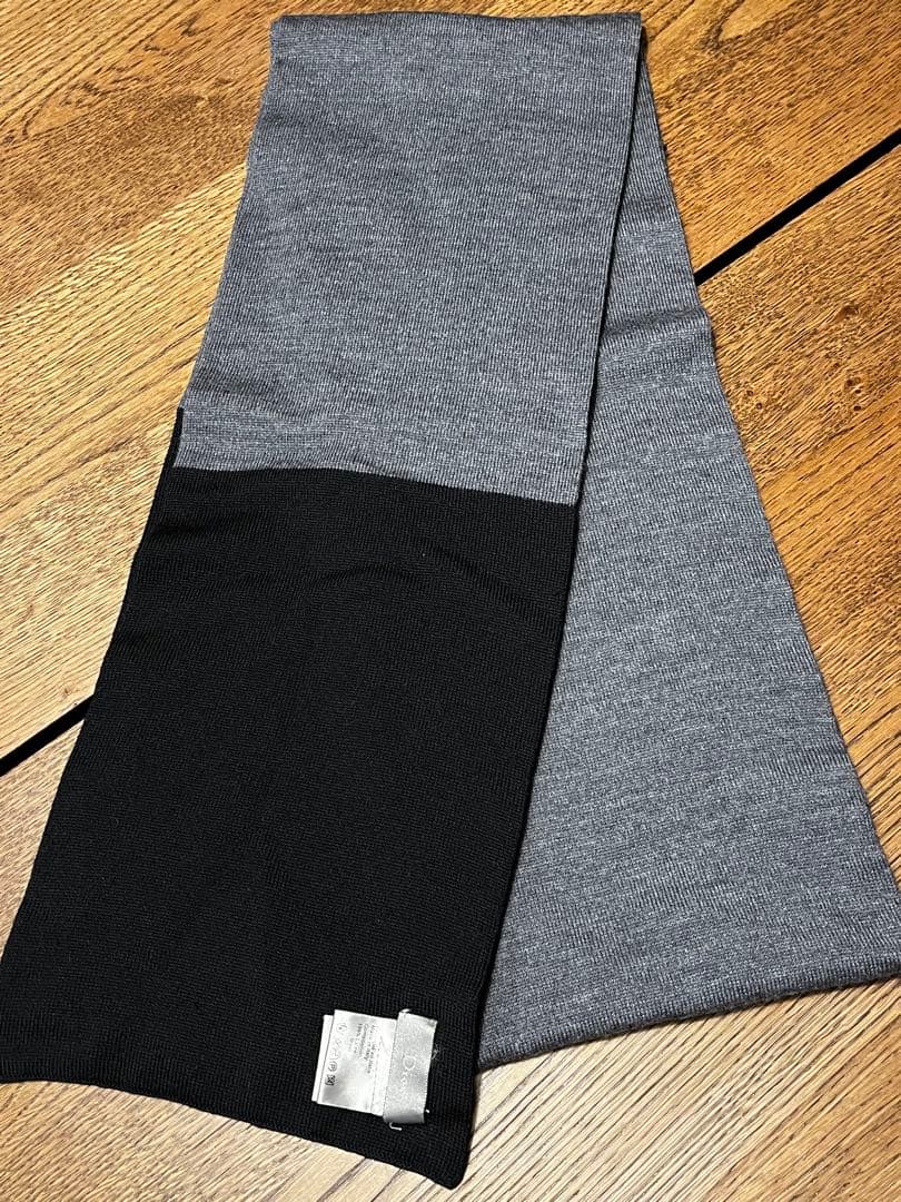 Dior Homme コンビマフラー 黒/グレー
