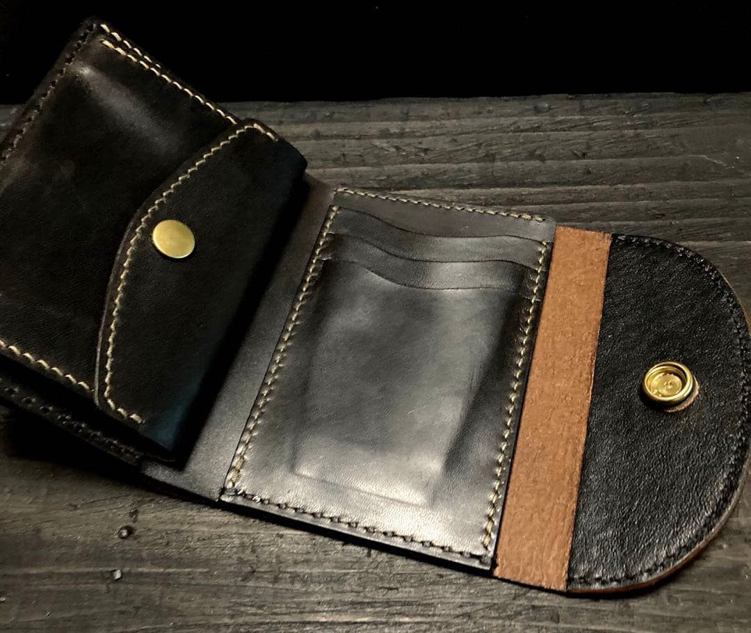 ホースフロント　茶芯　三つ折りウォレット