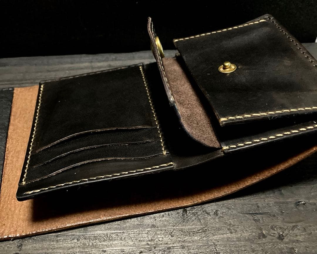 ホースフロント　茶芯　三つ折りウォレット