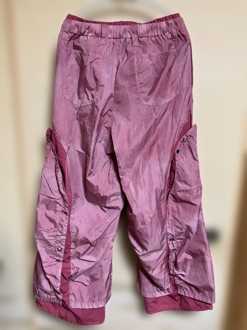 GRANCY ボタンレイヤードデザインナイロンパンツ ピンク Mサイズ