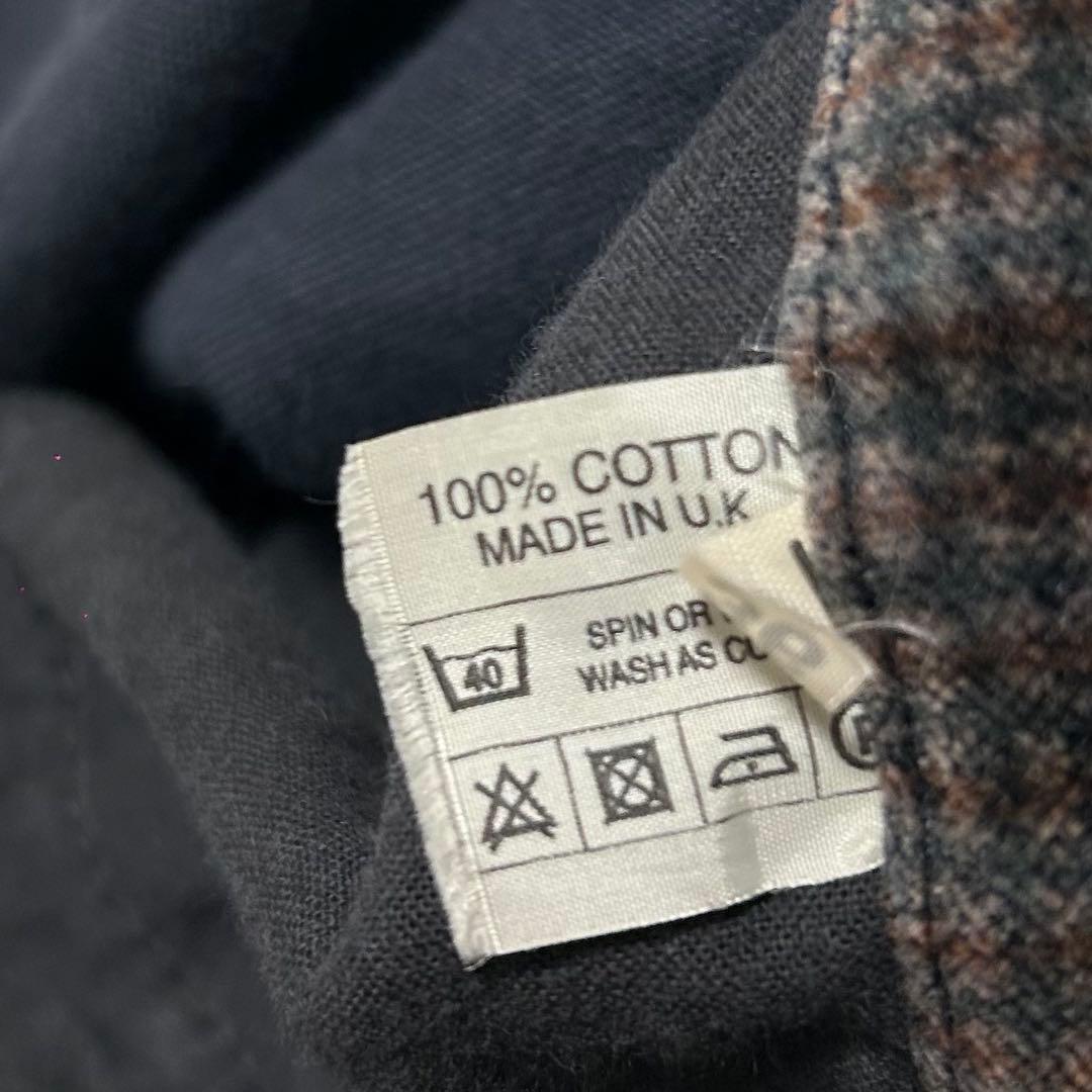 90s イギリス製 ハウンドトゥース ベロア スラックス センタープレス 光沢