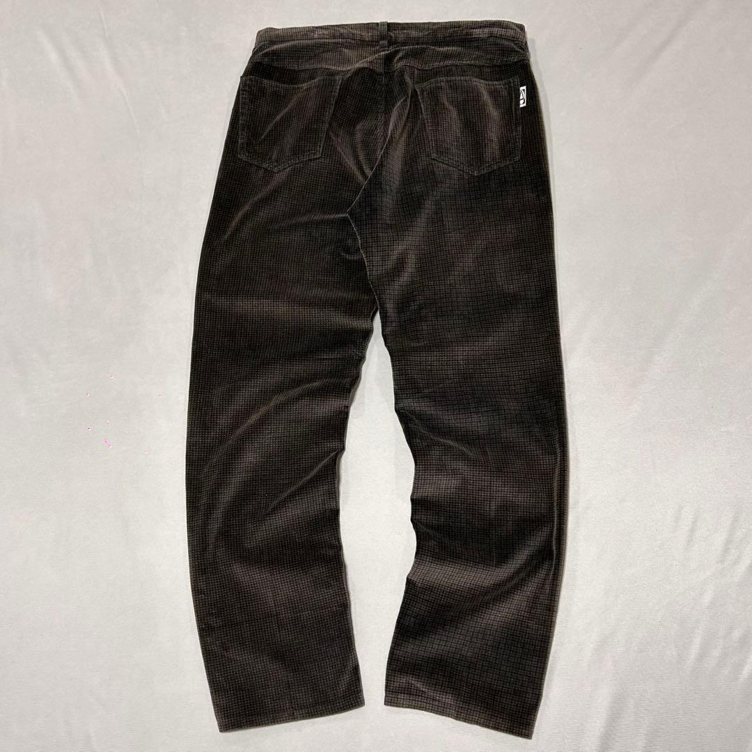 90s イギリス製 ハウンドトゥース ベロア スラックス センタープレス 光沢