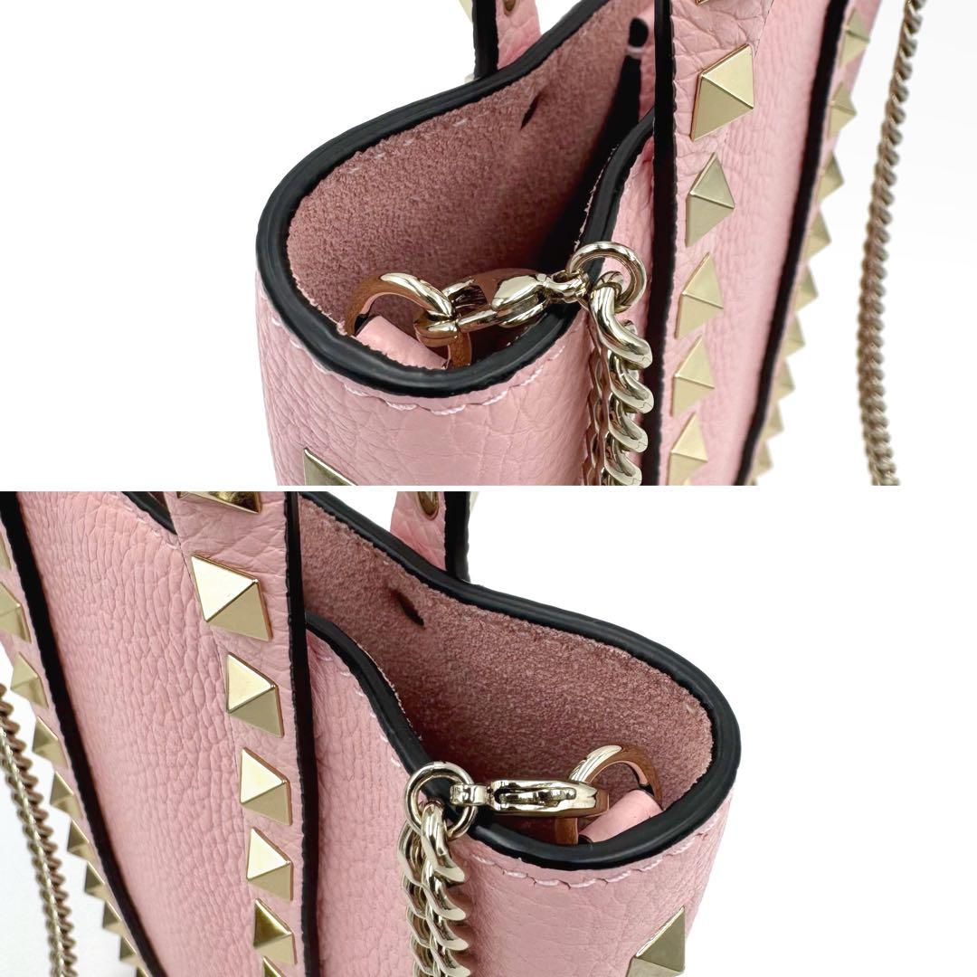 ヴァレンティノ ロックスタッズ チェーンポーチ チェーンショルダーバッグ ピンク