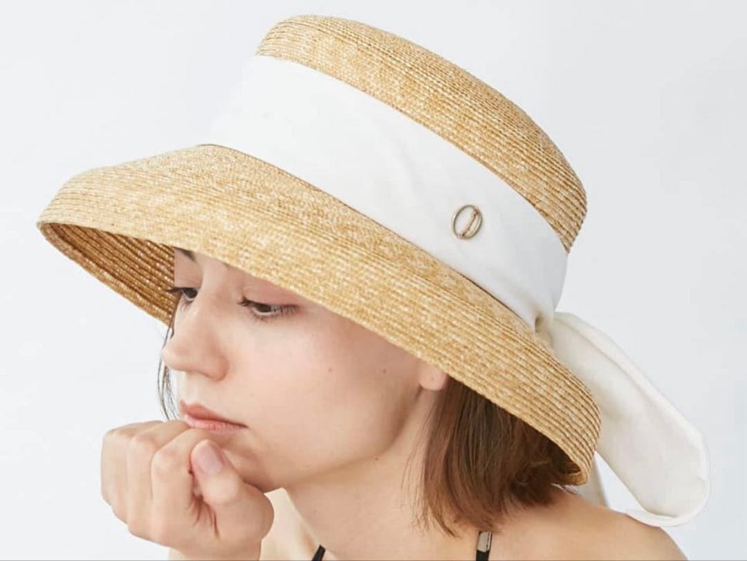 Chapeau d' O シャポードオー カサブランカ 麦わら帽子　(白)