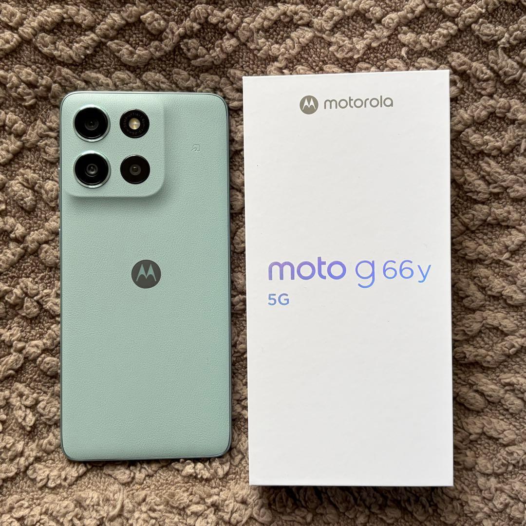 【美品】moto g66y 5g グレーミスト クリアケース、ガラスフィルム付き