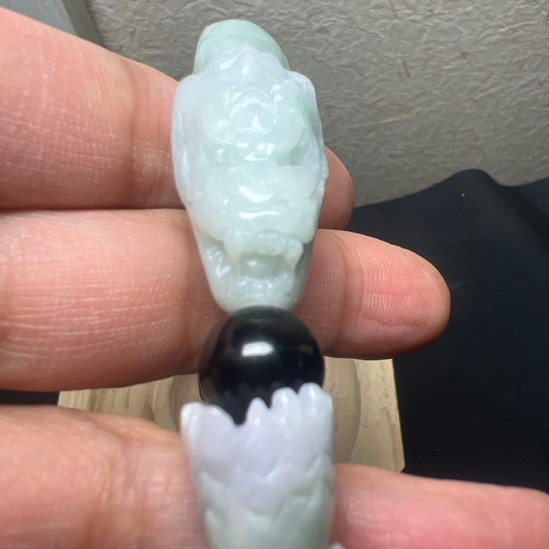 魔除けの王様モリオン&翡翠　龍神ブレスレット