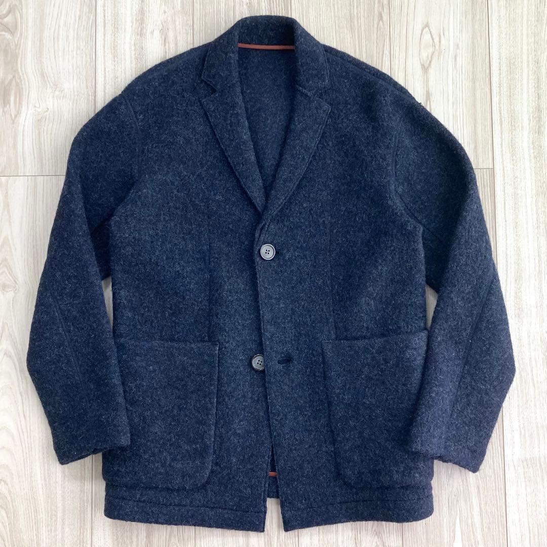 トゥモローランド ウールブラッシュボア テーラードジャケット ネイビー ◎極美品