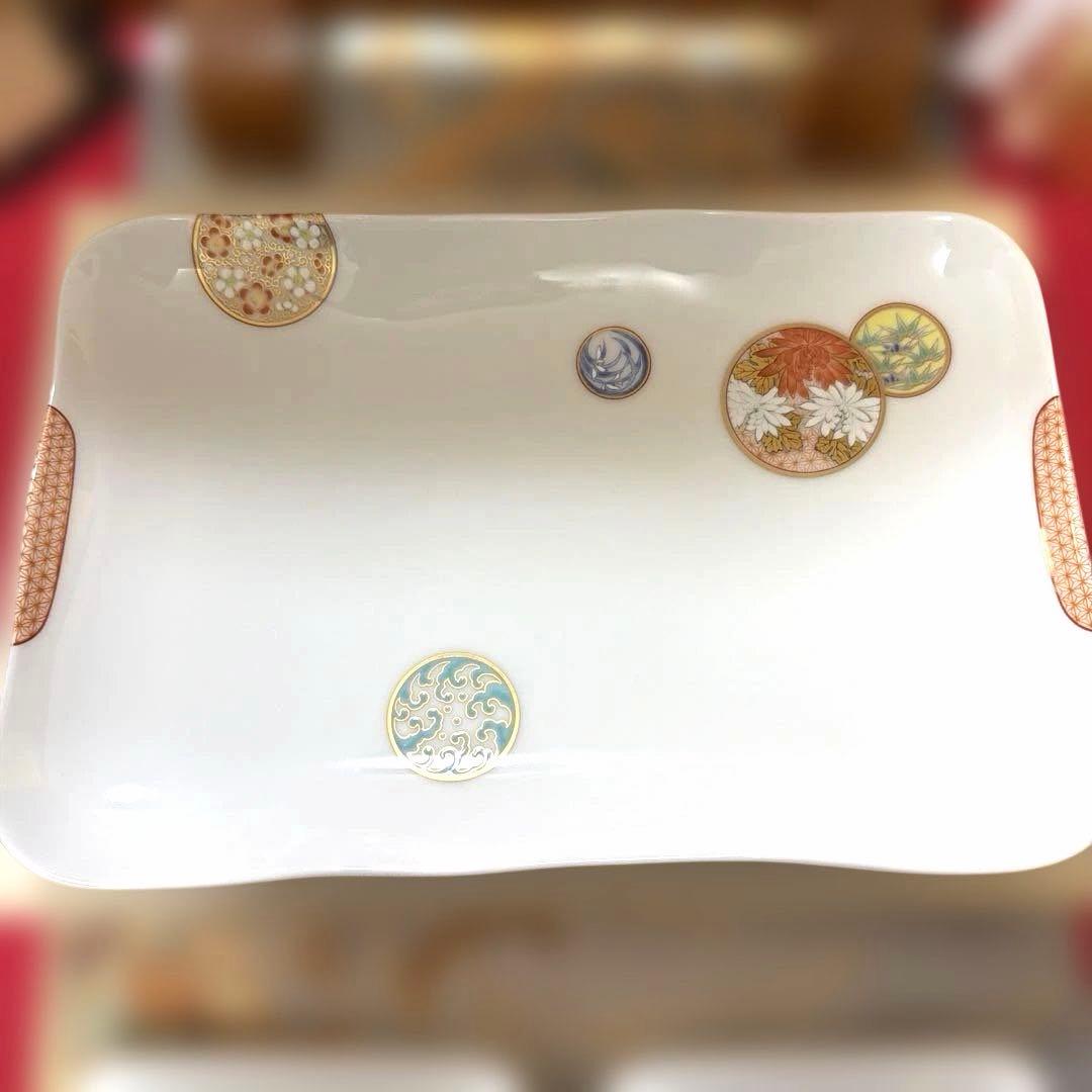 深川製磁　宮内庁御用達　寿赤絵　角皿&銘々皿 No.4-46