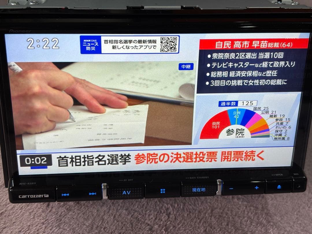 カロッツェリア AVIC-RZ811-D 美品　パイオニア　カーナビ