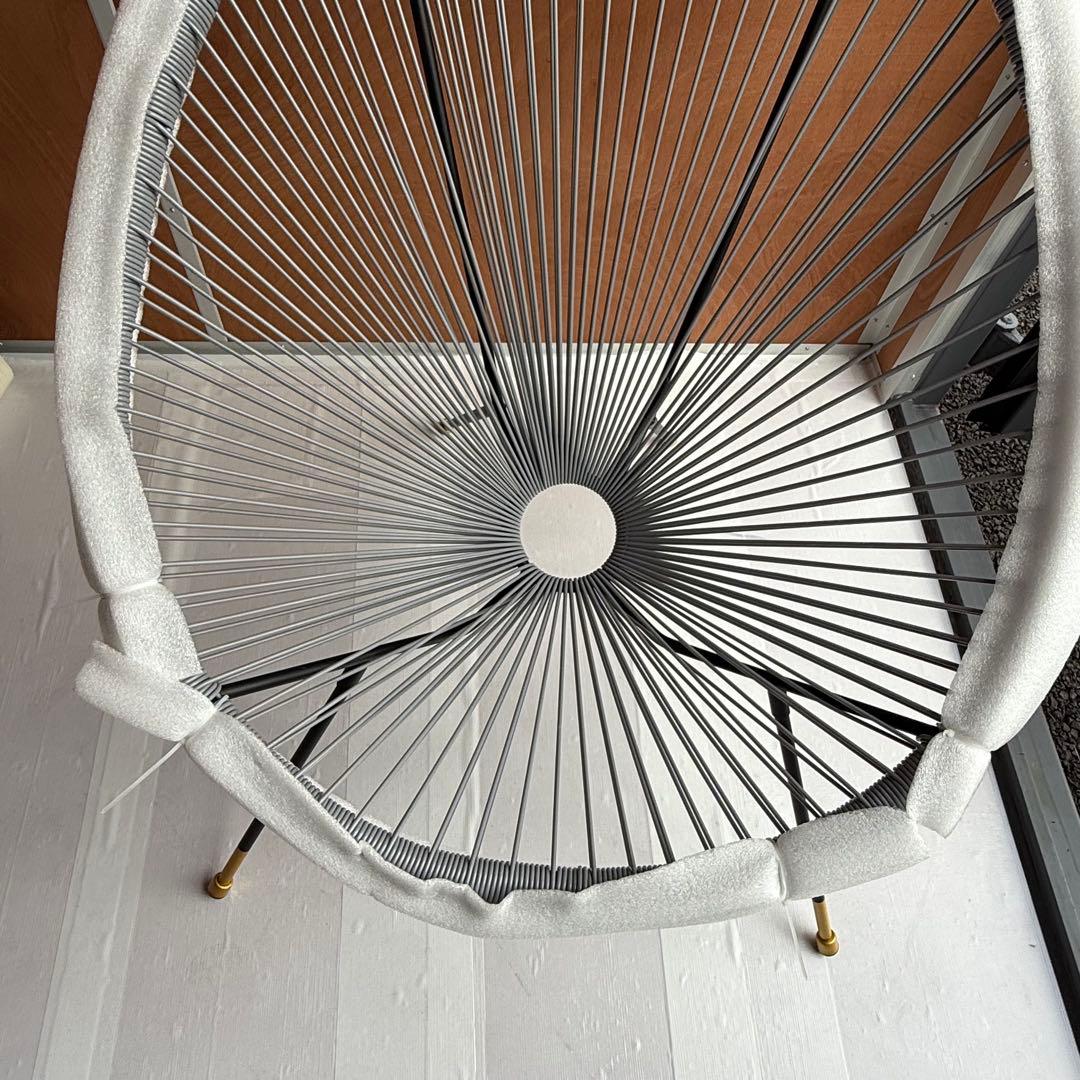 【未使用品】アカプルコチェア風 ストリングチェア 金脚仕様 グレー×ブラック系