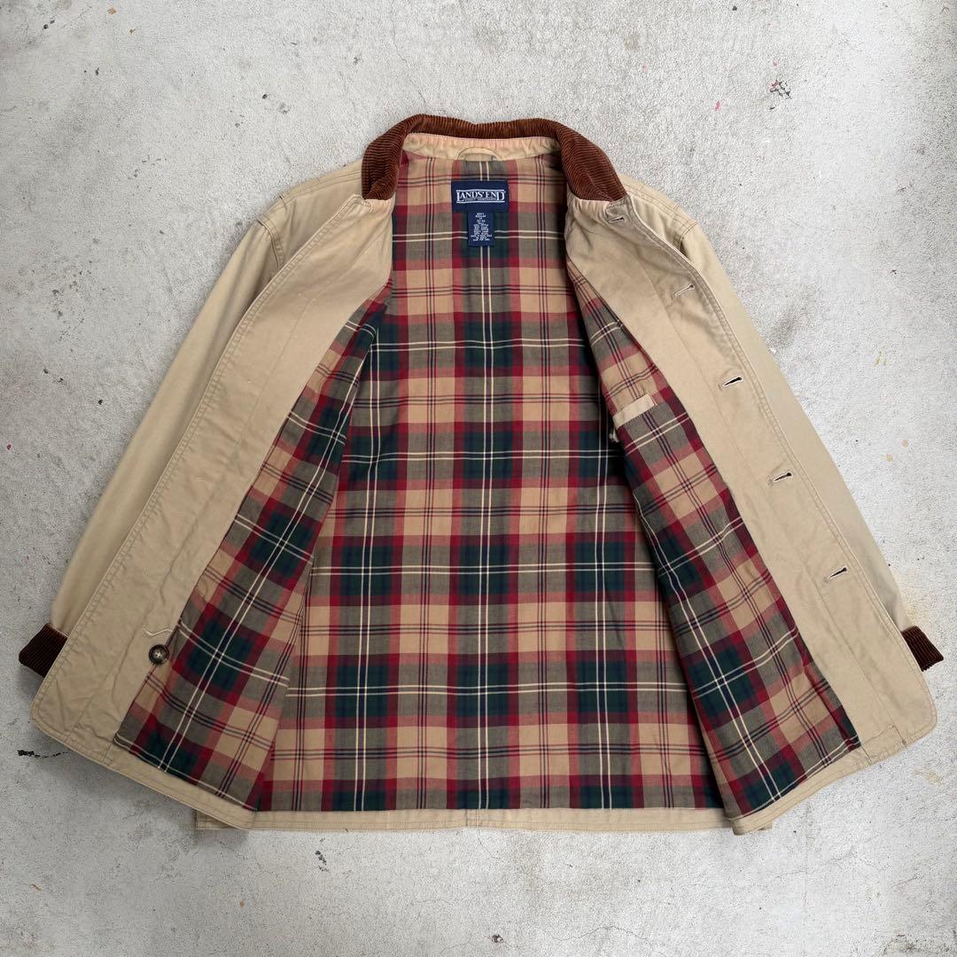 90s LANDS’ END コーデュロイ襟 コットン ハンティングジャケット