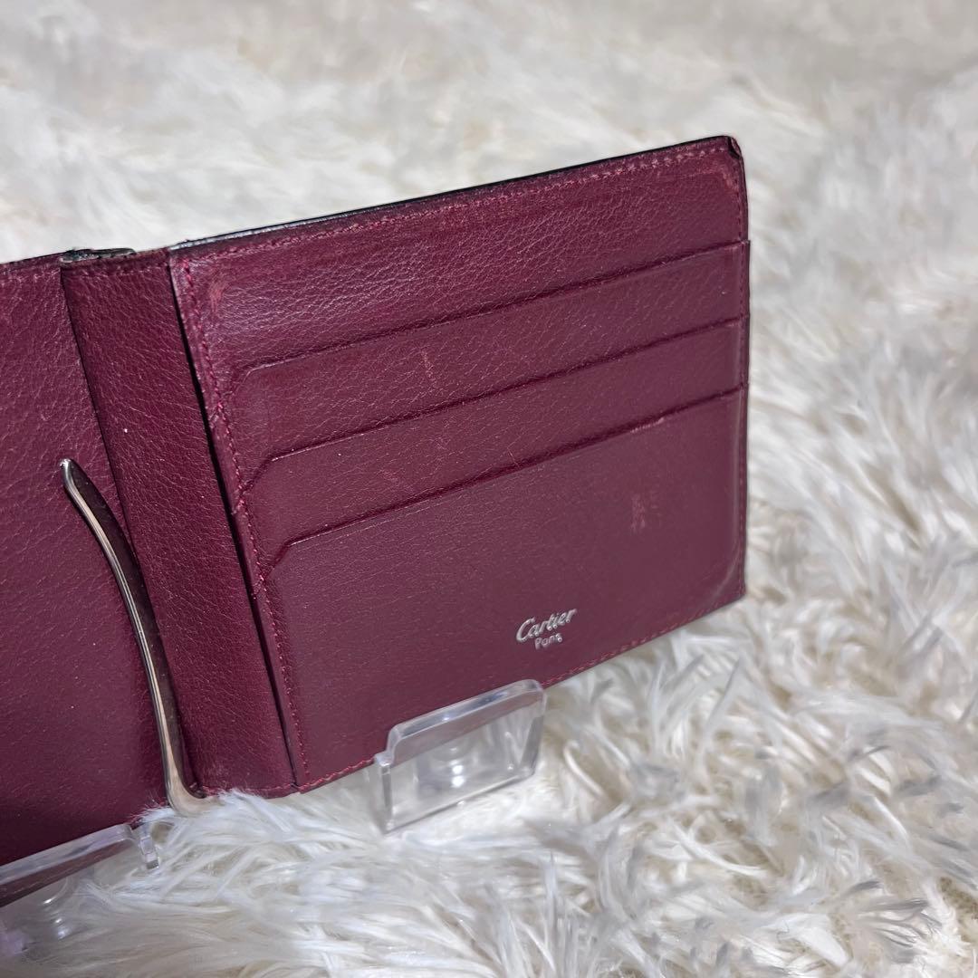 【美品】カルティエ　カードケース　二つ折り　ブラック　マストライン　札入れ