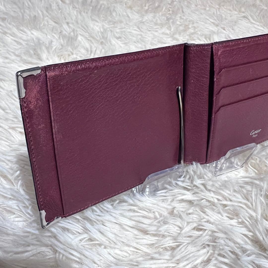 【美品】カルティエ　カードケース　二つ折り　ブラック　マストライン　札入れ
