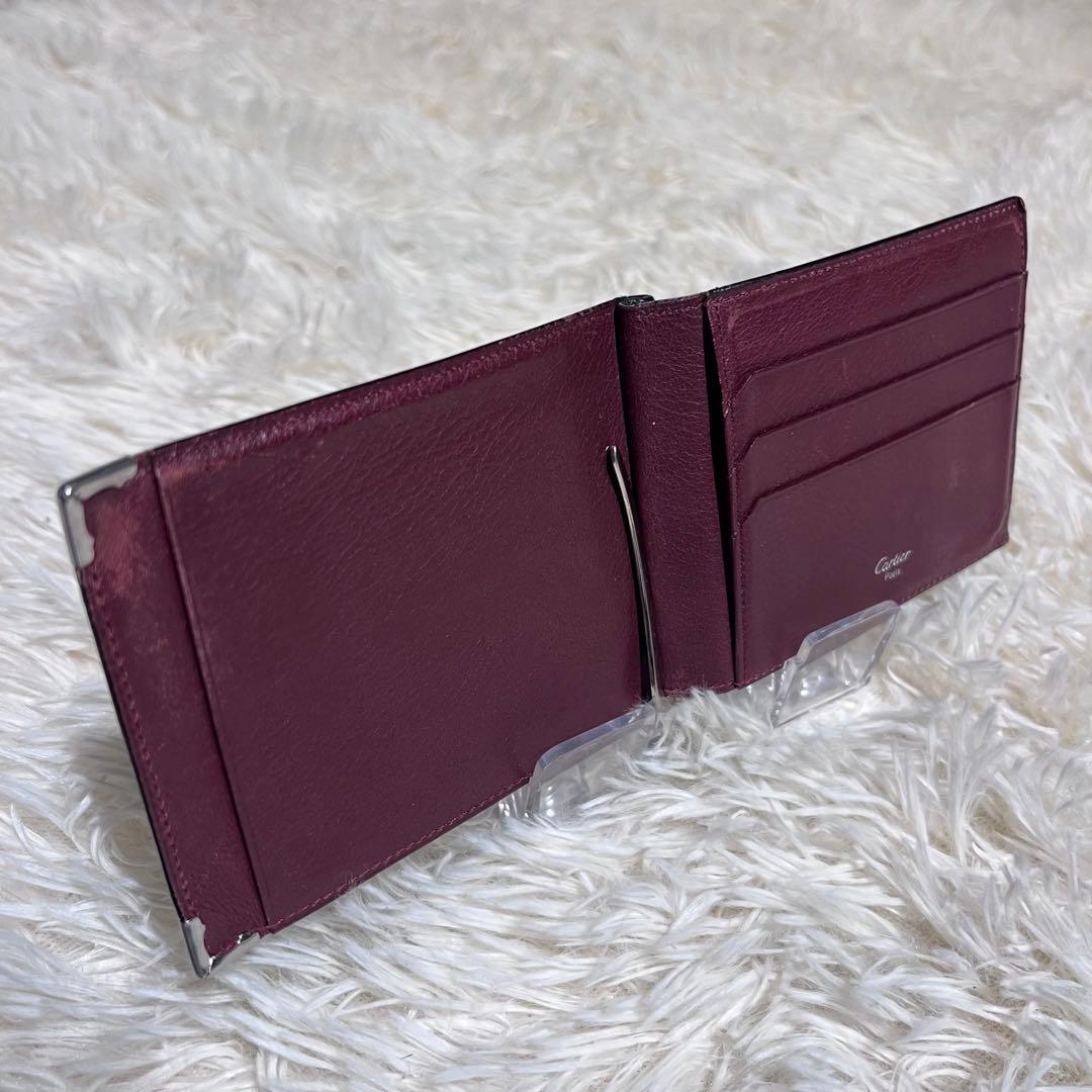 【美品】カルティエ　カードケース　二つ折り　ブラック　マストライン　札入れ