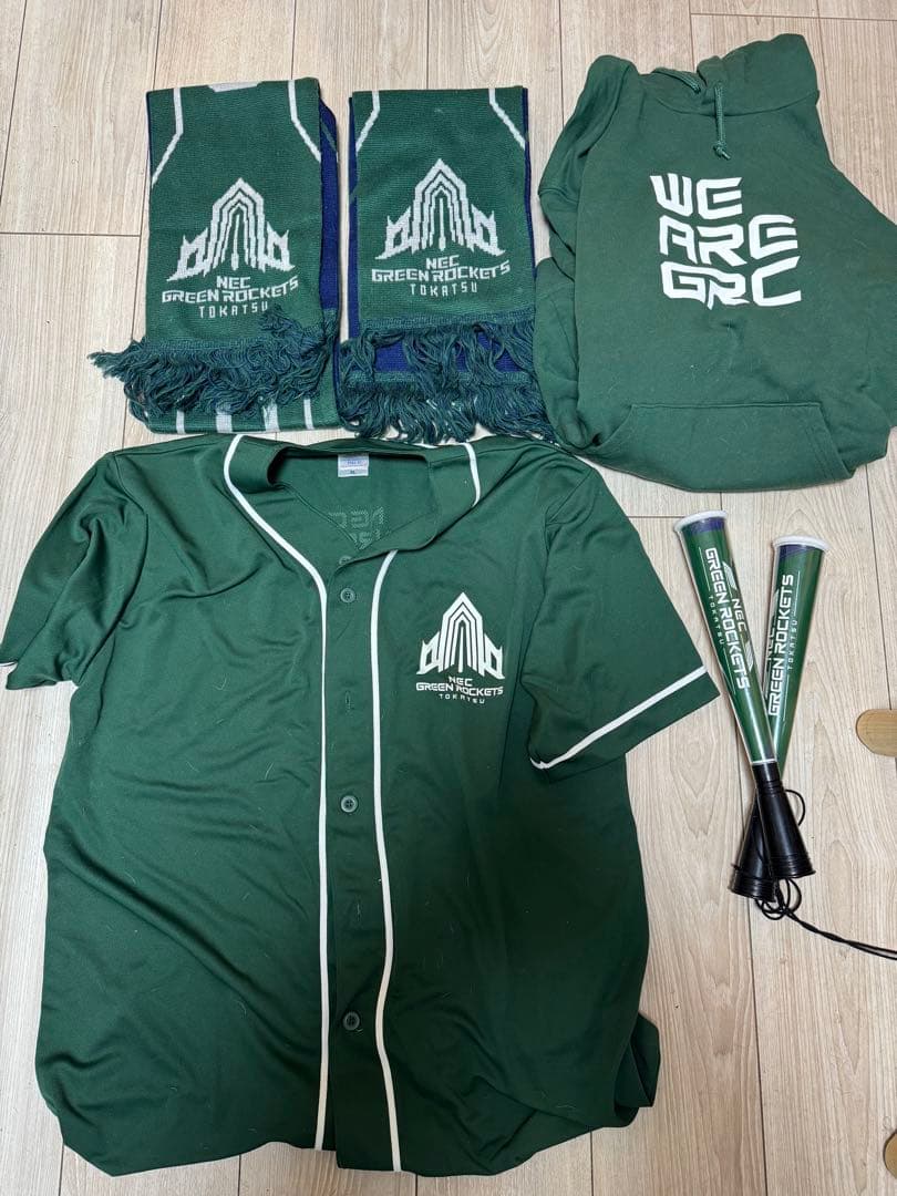 グリーンロケッツ 応援セット フーディ ベースボールシャツ マフラーx2他