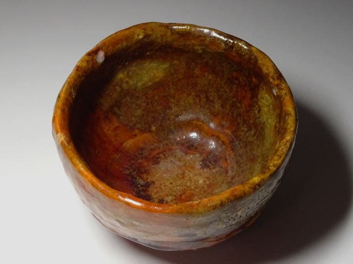 江戸時代後期の茶陶作品 京都・嵐山 嵯峨焼 楽焼茶碗 時代箱付 茶道具