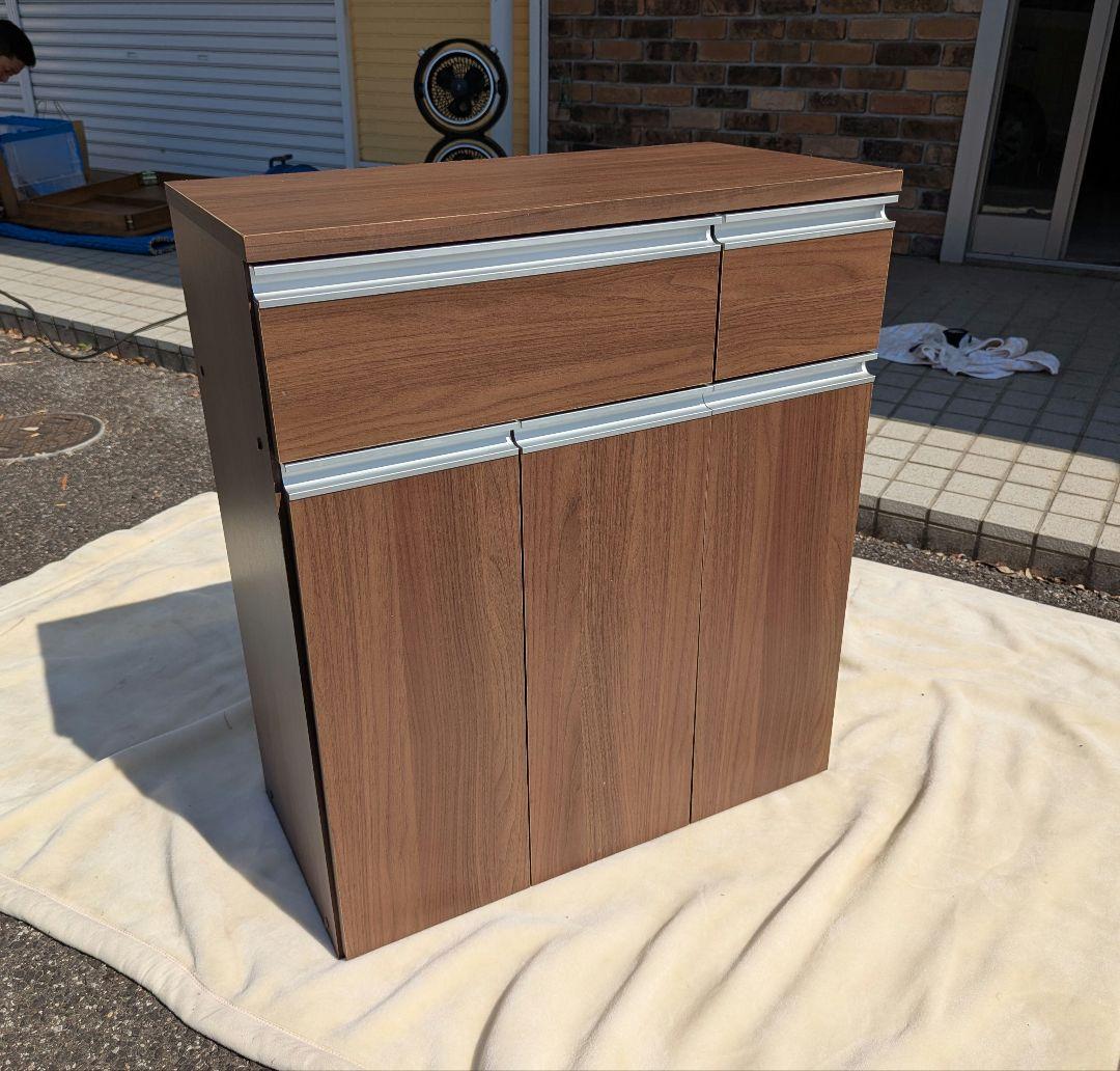 ウォールナット ペールカウンター ゴミ箱 フタ付き キッチンカウンター