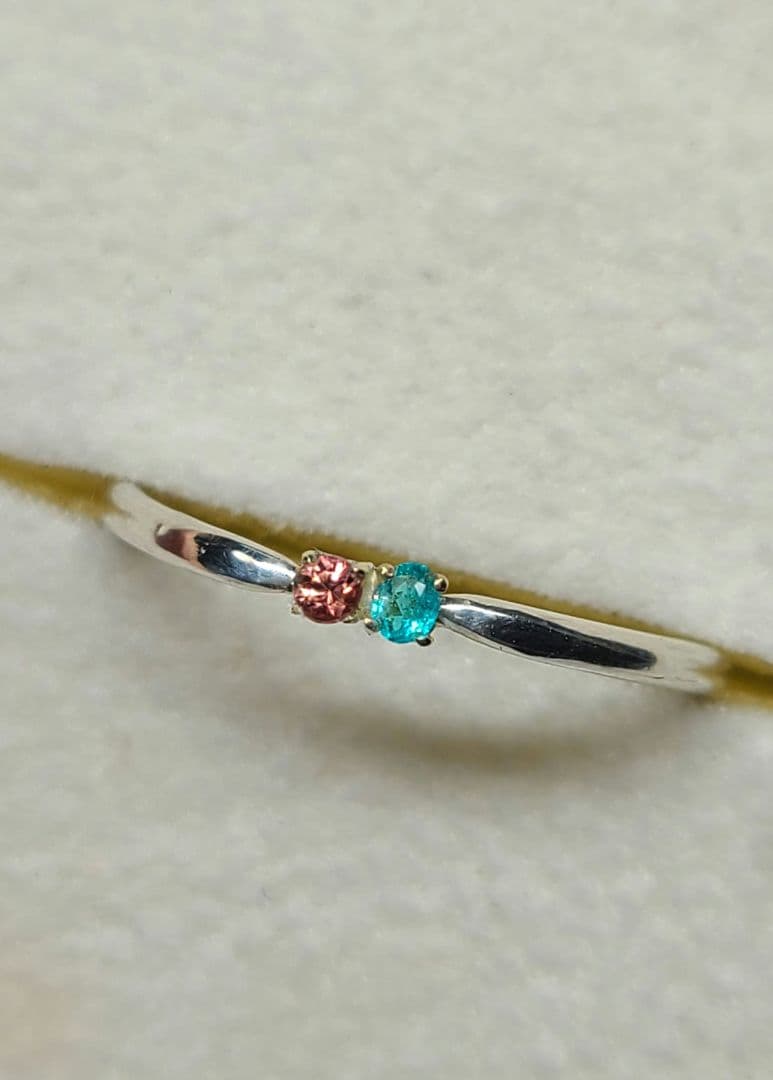 ★ブラジルバターリャパライバトルマリン&パパラチアサファイア10KリングSV★