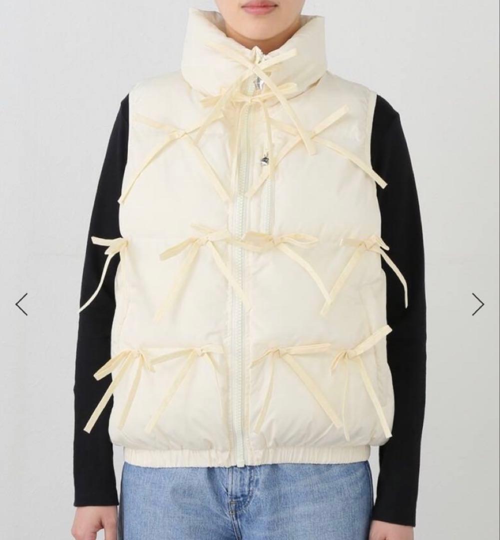 新品未使用SANDY LIANGリボン付きホワイトダウンベスト