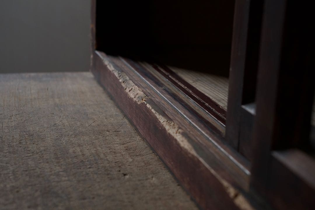 木製ガラス戸棚　食器棚　古家具　アンティーク